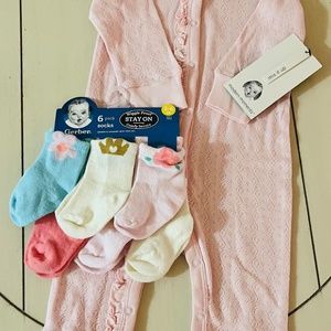 Gerber Pointelle Onesie and Sock Set
